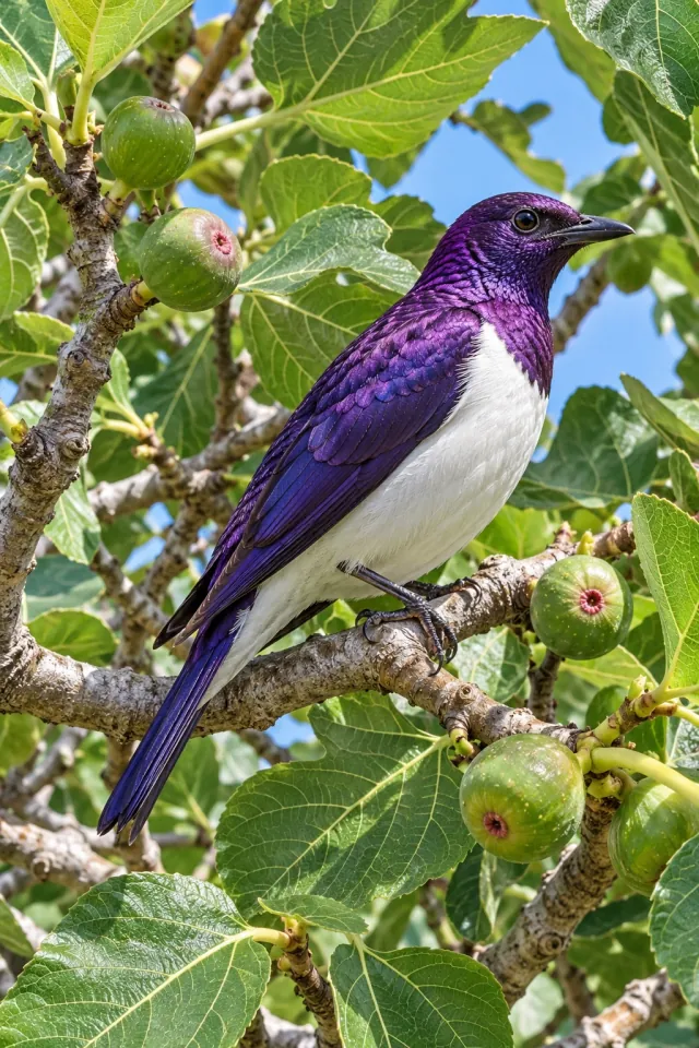 Violet-Backed Starling among Leaves
