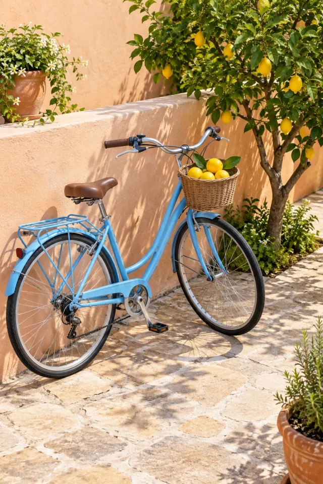 Blue Bicycle in the Lemon Courtyard