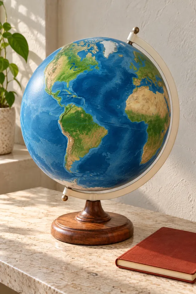 Blue Globe in a Sunny Study