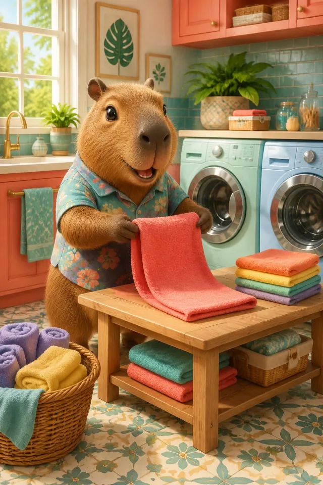 Capybara's Colorful Laundry