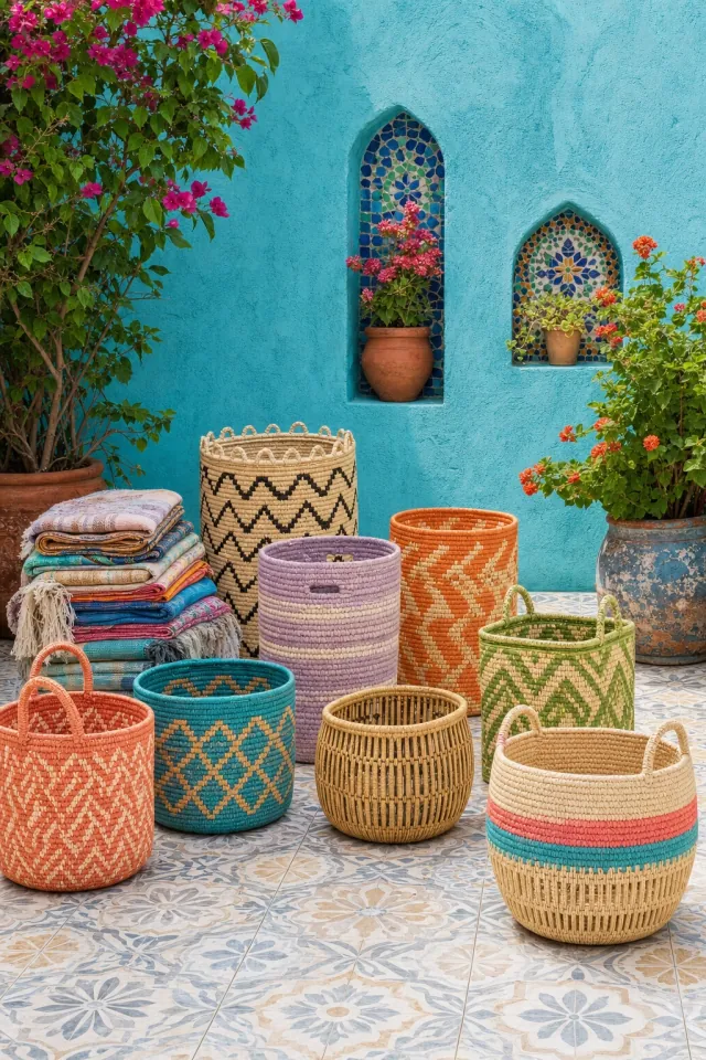 Colorful Baskets in the Courtyard