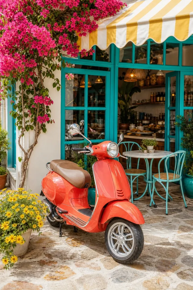 Coral Scooter by the Café