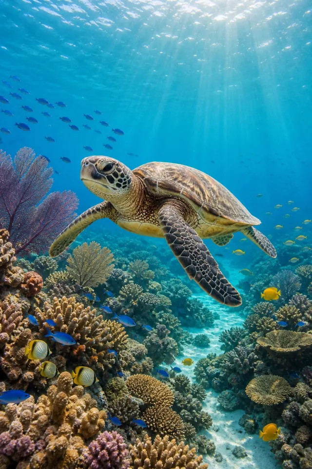Turtle Above the Reef