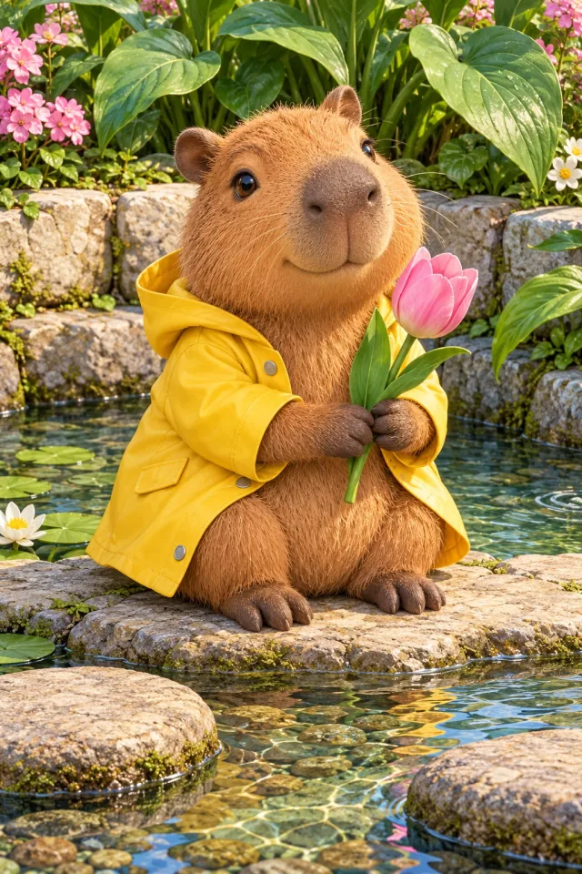 Capybara in a Yellow Raincoat
