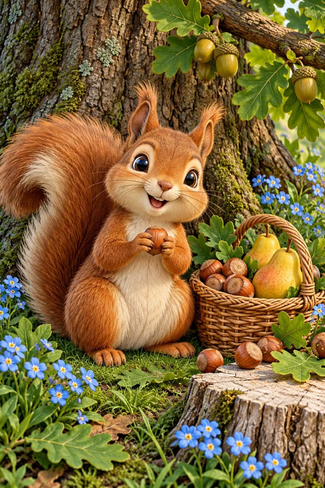 Squirrel and a Woodland Picnic