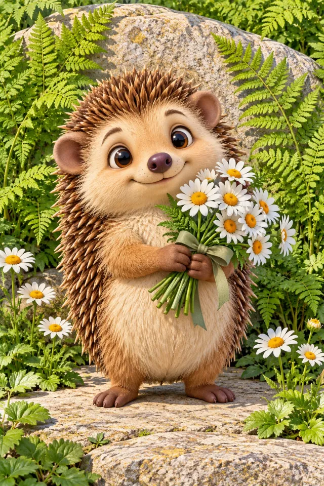 Hedgehog with Daisies
