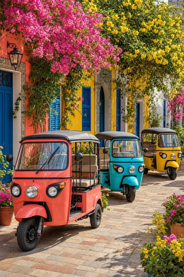 Bright Tuk-Tuks on Flower Lane