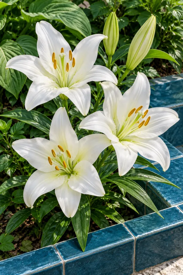 White Lilies in a Glazed Courtyard