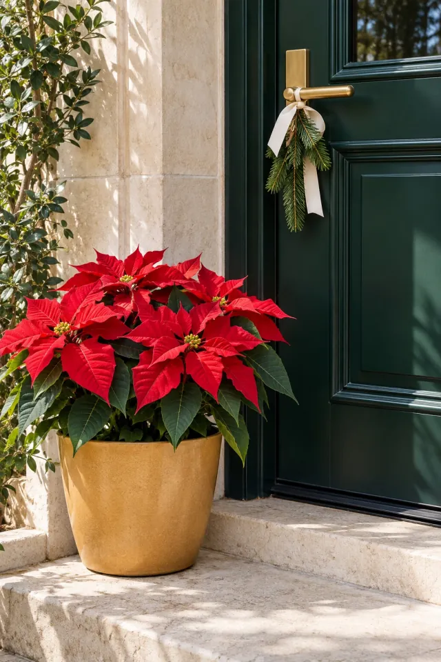 Poinsettia by the Christmas Door
