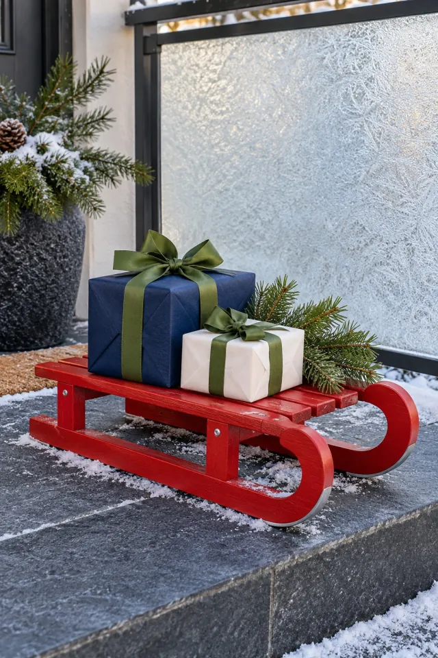 Christmas Gifts on a Red Sled