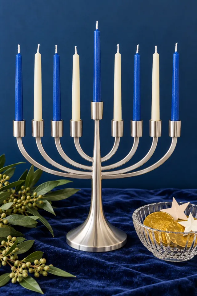 Silver Hanukkah Menorah