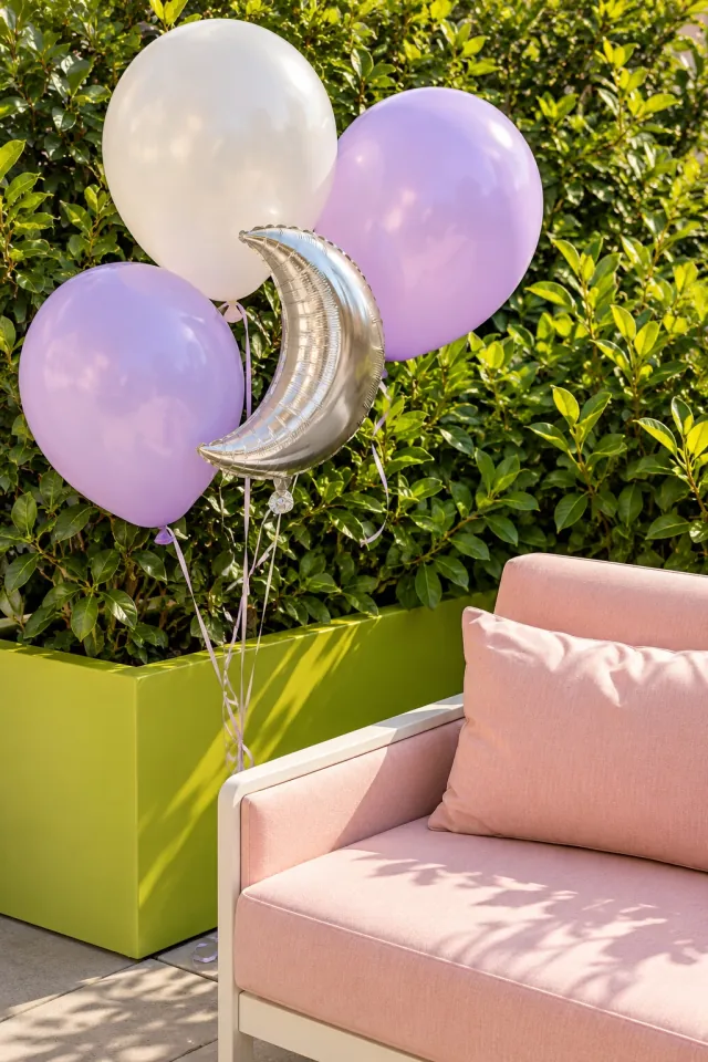 New Year Balloons on a Terrace