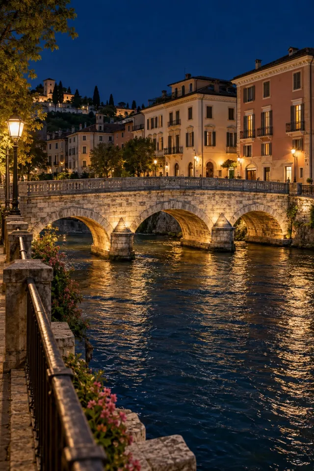 Illuminated Stone River Bridge