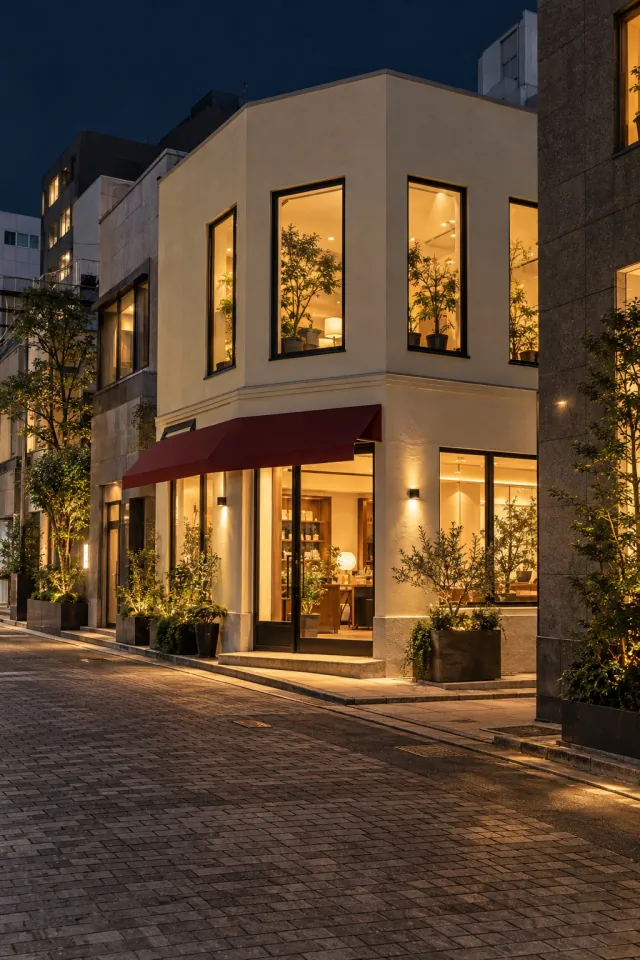 Japanese City Side Street at Night