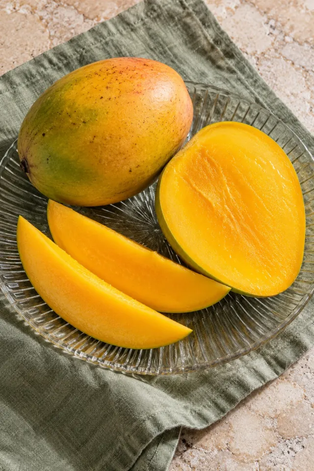 Golden Mango on Sage Linen