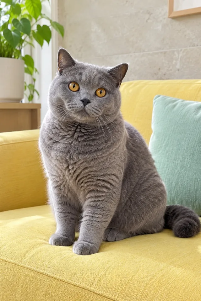 British Blue Yellow Sofa