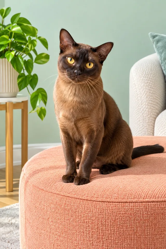 Burmese Cat Peach Ottoman