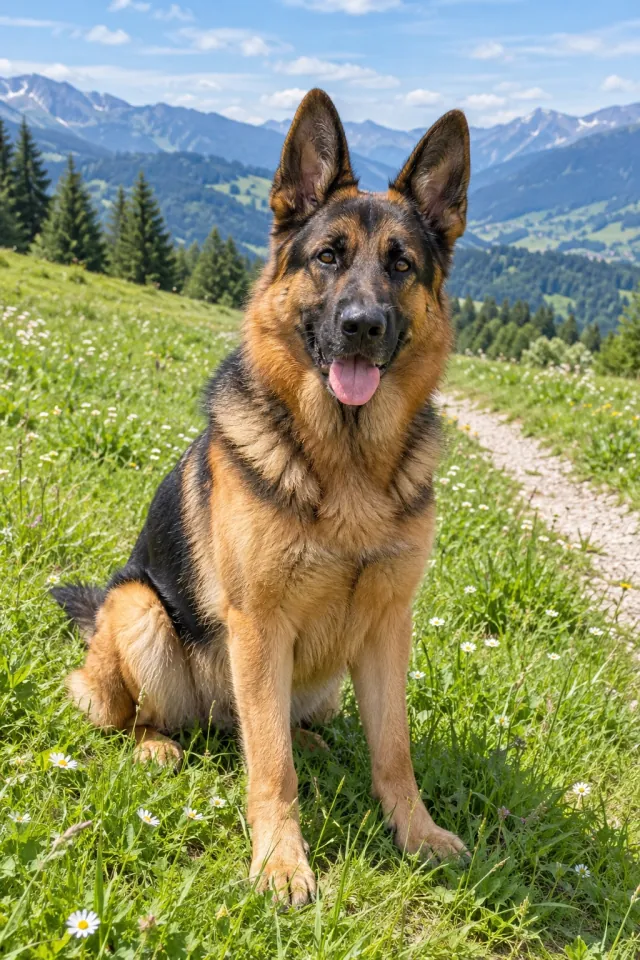 German Shepherd Sunny Field