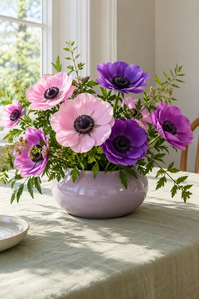 Anemones Lilac Bowl
