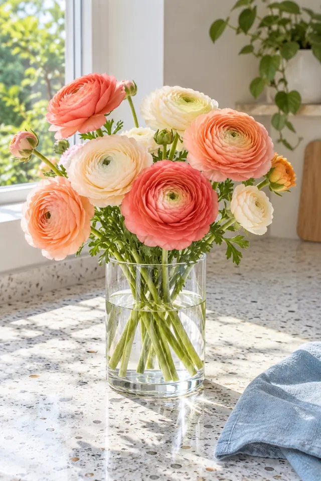 Ranunculus Clear Vase
