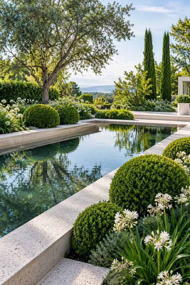 Round Topiary Mirror Pool