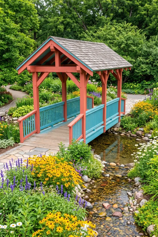 Painted Bridge among Flowers