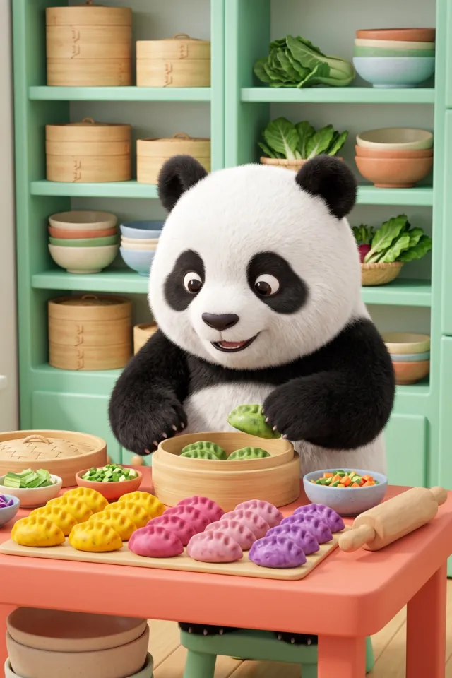 Panda's Colorful Dumplings