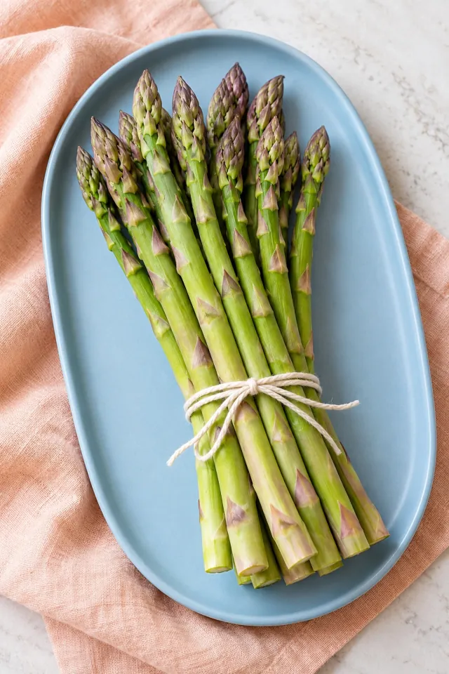 Asparagus on Peach Linen