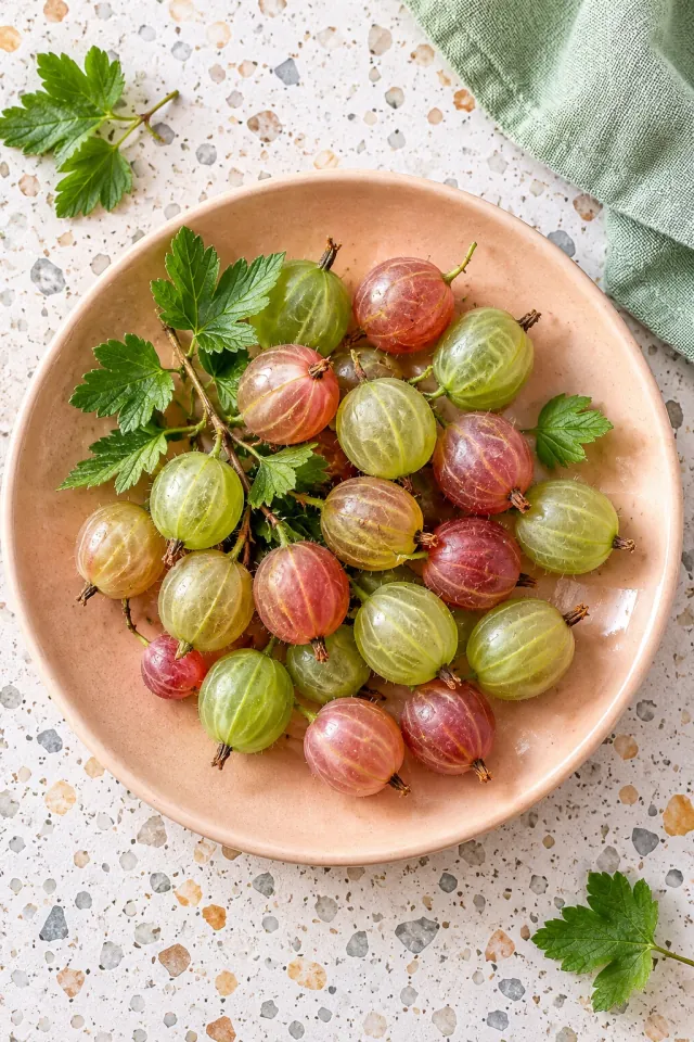 Gooseberries on a Peach Plate