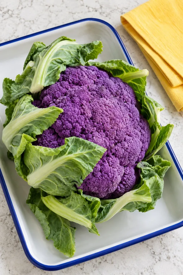 Purple Cauliflower on a White Tray