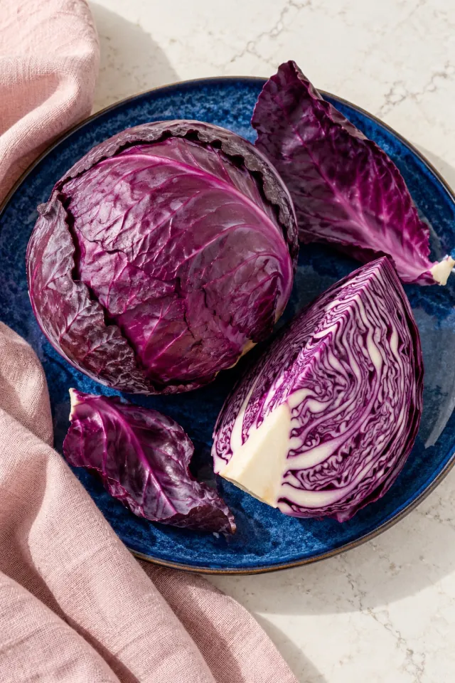 Red Cabbage on a Blue Platter