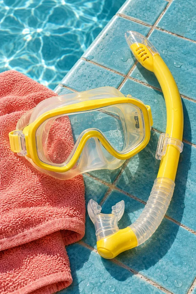 Snorkeling Mask on Blue Tiles