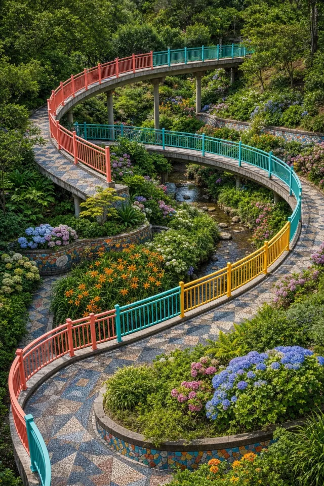 Spiral Bridge in the Flowering Park