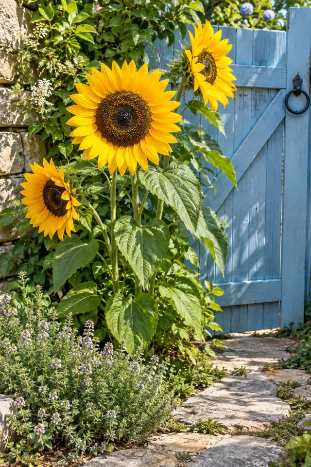 Sunflowers by the Blue Gate