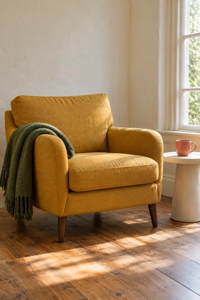 Ochre Armchair in a Sunlit Room