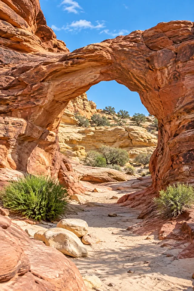 Sunlit Red Rock Arch