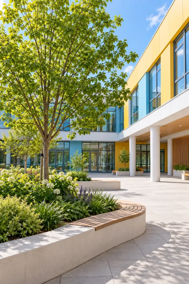 Colorful Modern School Courtyard