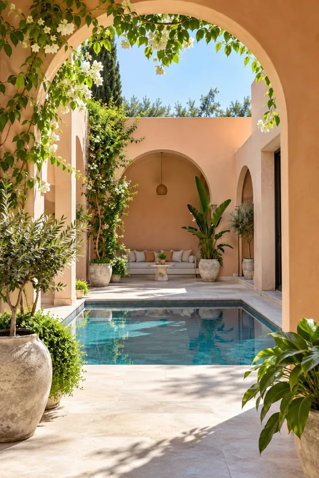 Peach Arches in a Modern Courtyard