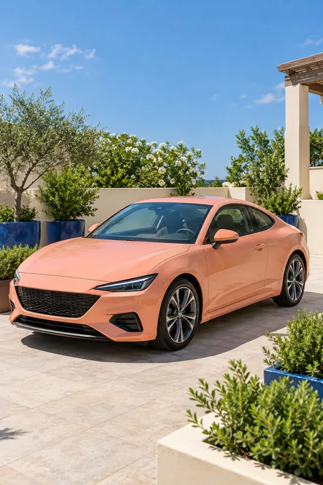Peach Coupe on a Green Terrace