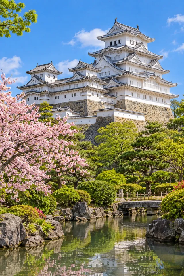 White Himeji Castle in Spring