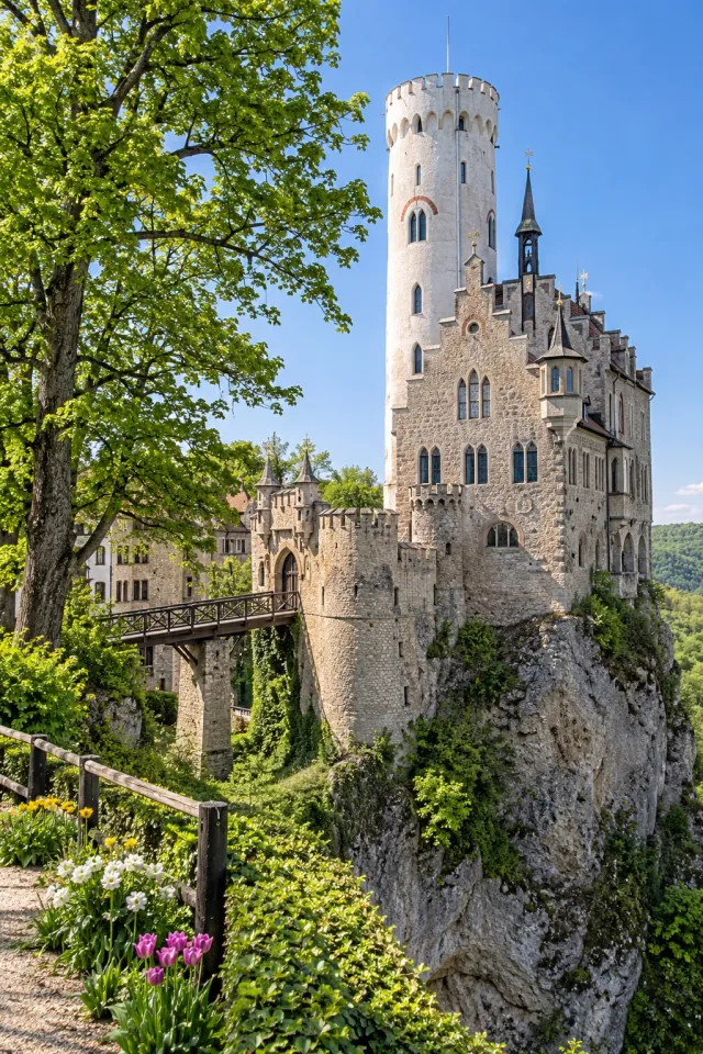 Lichtenstein Castle above a Green Slope