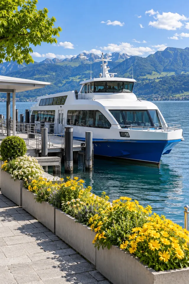 Electric Ferry at a Flower Quay