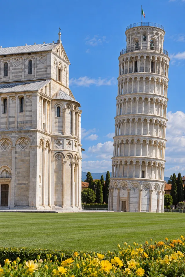 Pisa Tower and Green Lawn