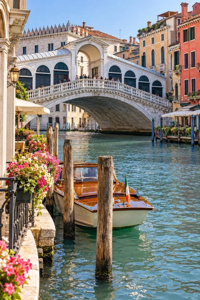 Rialto Bridge in Sunlit Venice