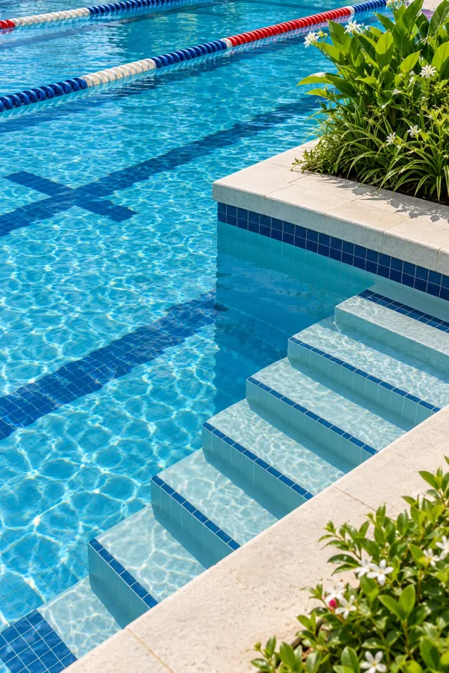 Bright Lanes of a Modern Pool