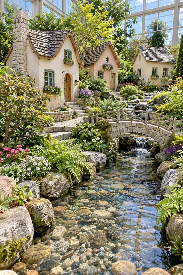 Fairytale Village in a Glass Forest Garden