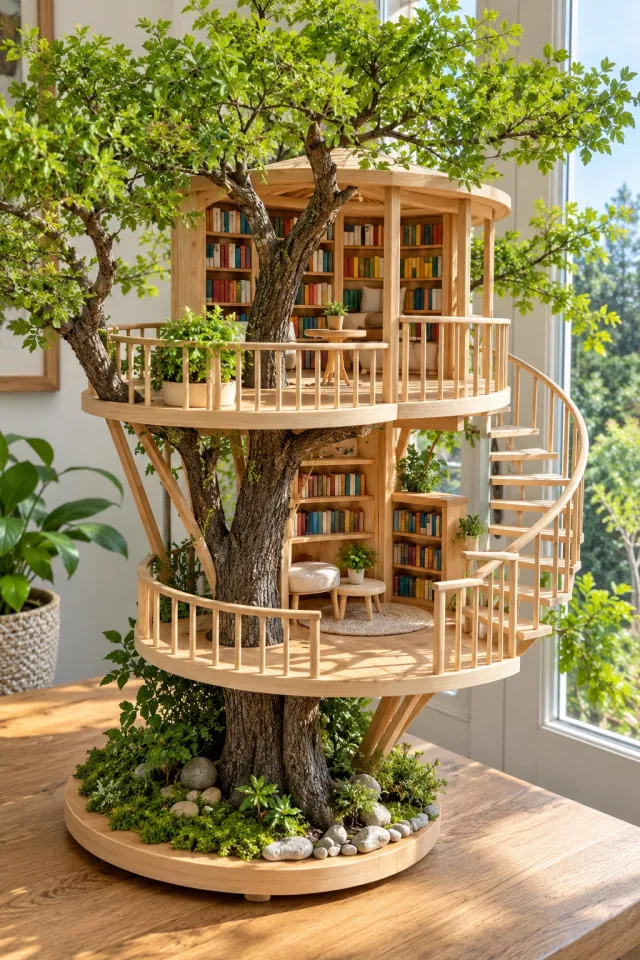 Fairytale Library in a Miniature Tree