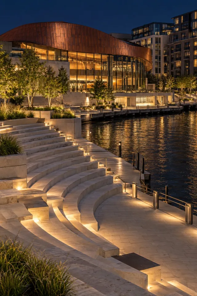 Terraced Urban Quay at Night