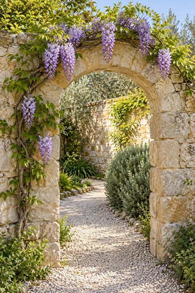 Wisteria Over a Stone Arch