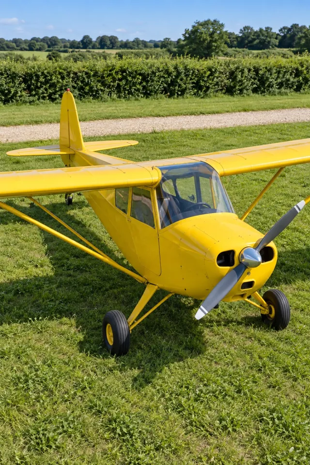 Yellow Plane on a Green Airfield